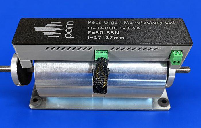 Slider action solenoid Type 50-24 with self-Learning magnet-pulling electronics